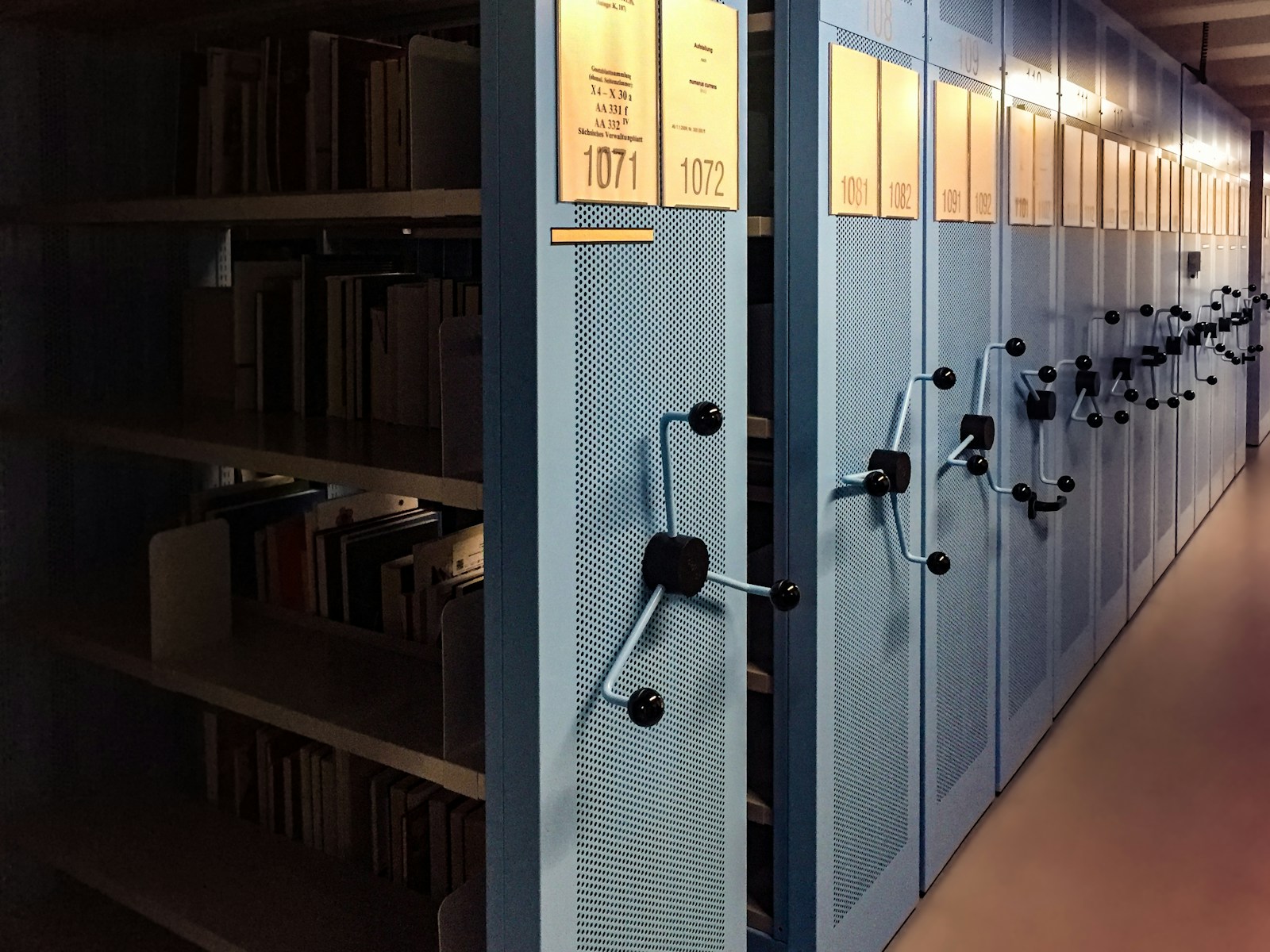 Photograph showing document archive shelving.